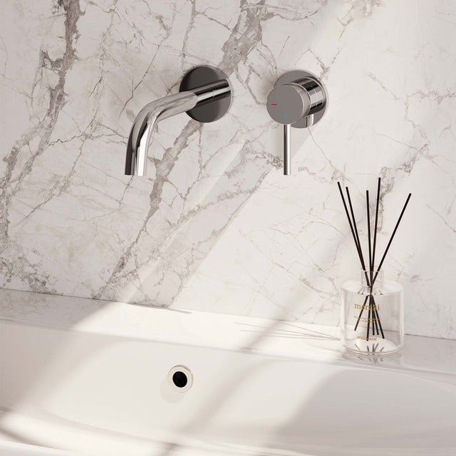 BRAUER Chrome Carving inbouw wastafelmengkraan met gebogen uitloop en rozetten model A1 chroom 5-CE-004-B6-65