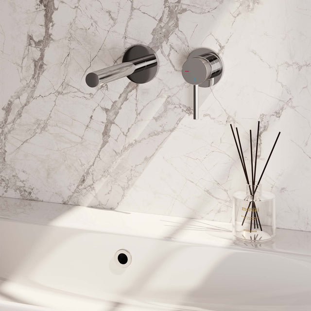 BRAUER Chrome Carving inbouw wastafelmengkraan met rechte uitloop en rozetten model A1 chroom 5-CE-004-S6-65