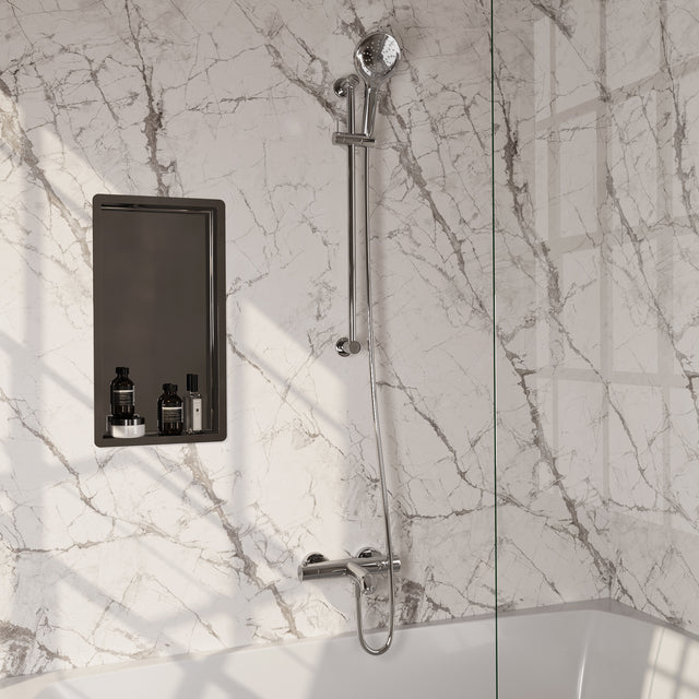 BRAUER Chrome Edition opbouw baddouche thermostaatkraan SET 02 met glijstang en 3-standen handdouche en doucheslang chroom
