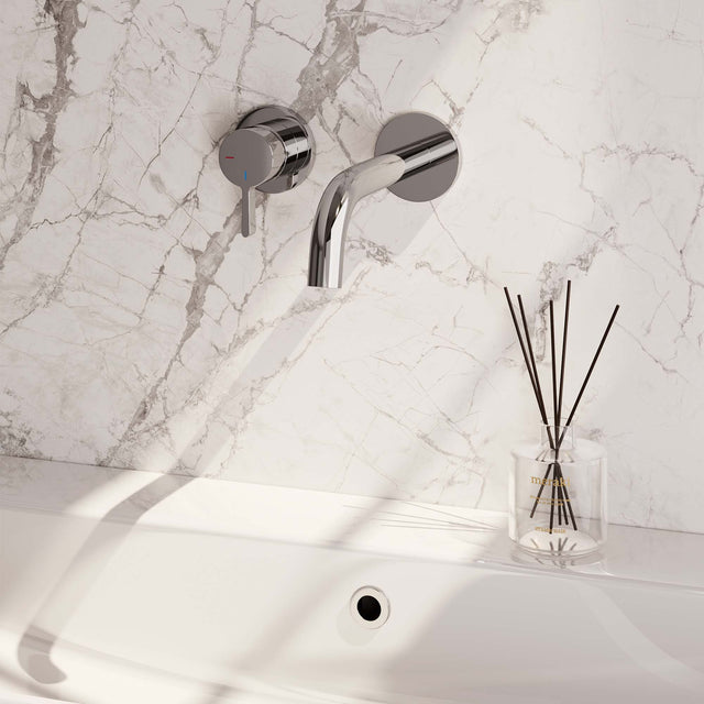 BRAUER Chrome Edition inbouw wastafelmengkraan met gebogen uitloop en rozetten model E2 chroom