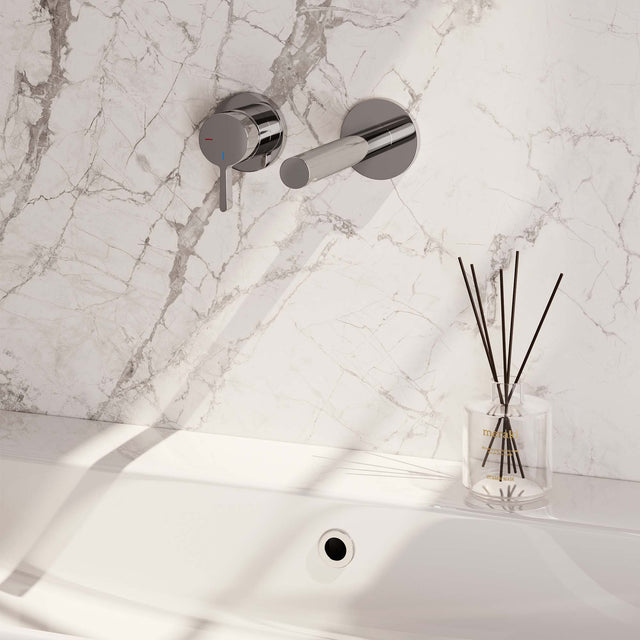 BRAUER Chrome Edition inbouw wastafelmengkraan met rechte uitloop en rozetten model E2 chroom