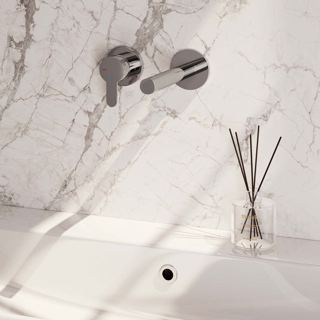 BRAUER Chrome Edition inbouw wastafelmengkraan met rechte uitloop en rozetten model D2 chroom