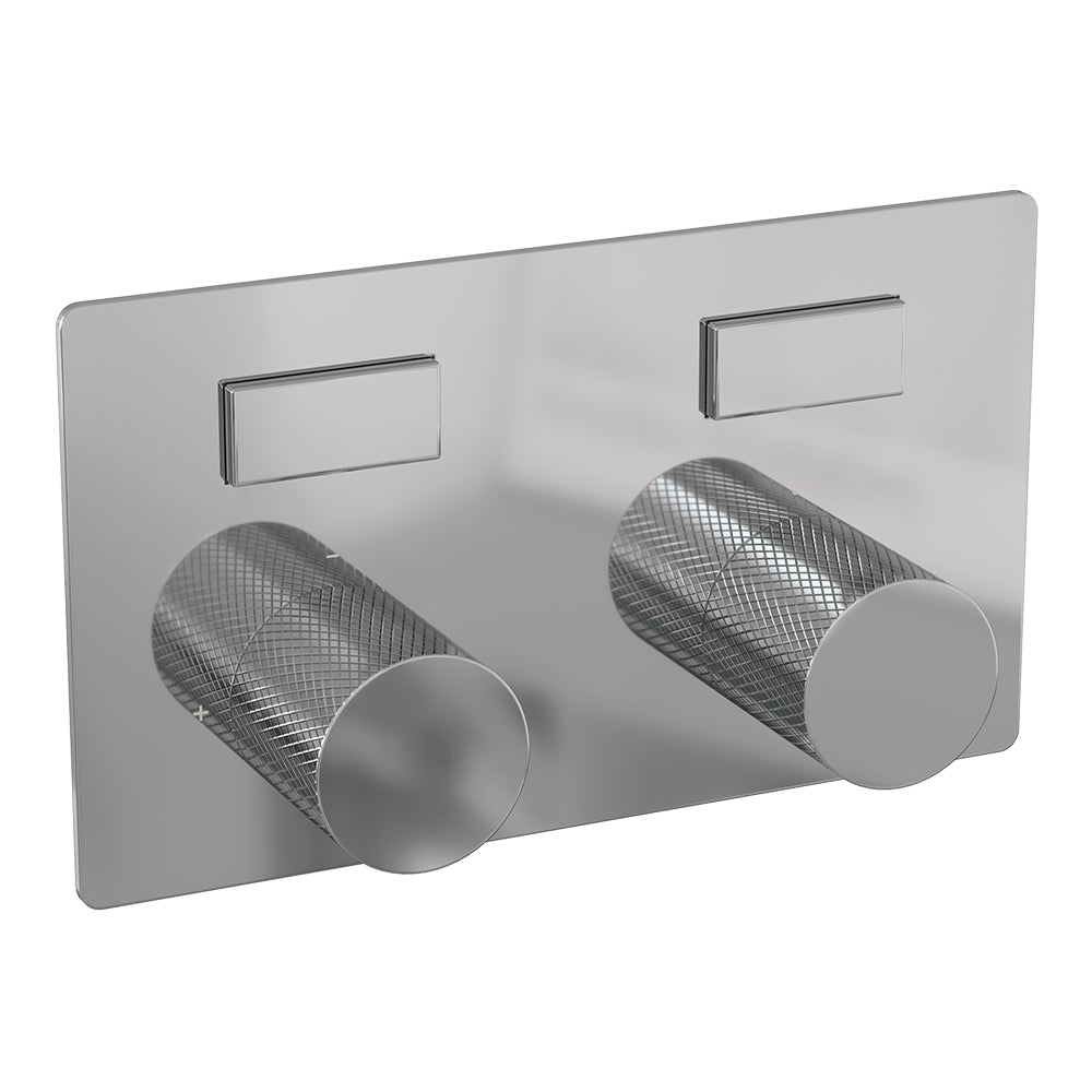 BRAUER Chrome Carving 2-weg inbouwthermostaat met drukknoppen met in- en afbouwdelen chroom