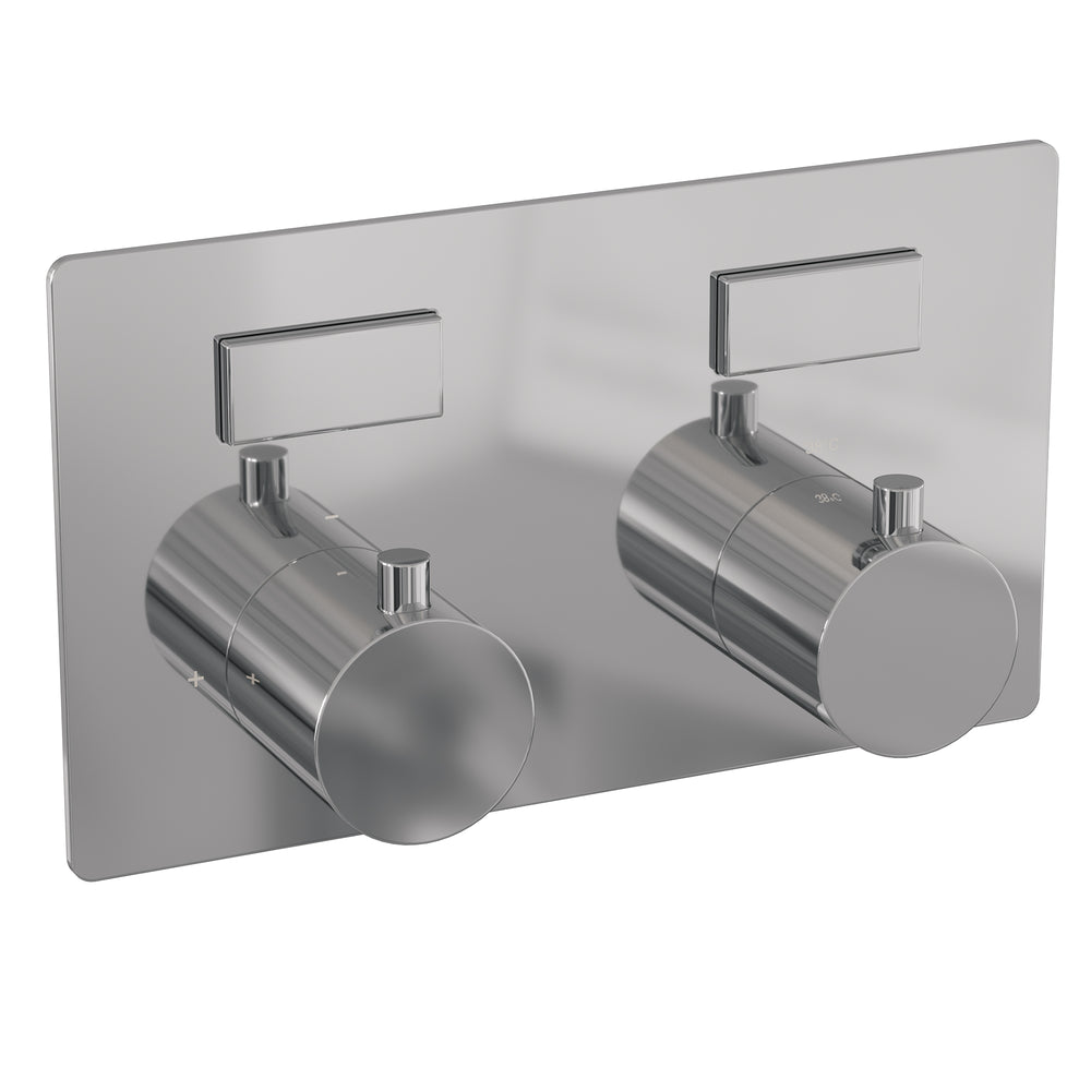 BRAUER Chrome Edition thermostatische inbouw regendouche met drukknoppen SET 65 met 20 cm douchekop en plafondarm en staaf handdouche en doucheslang en geïntegreerde glijstang chroom