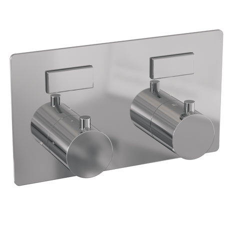 BRAUER Chrome Edition thermostatische inbouw regendouche met drukknoppen SET 65 met 20 cm douchekop en plafondarm en staaf handdouche en doucheslang en geïntegreerde glijstang chroom