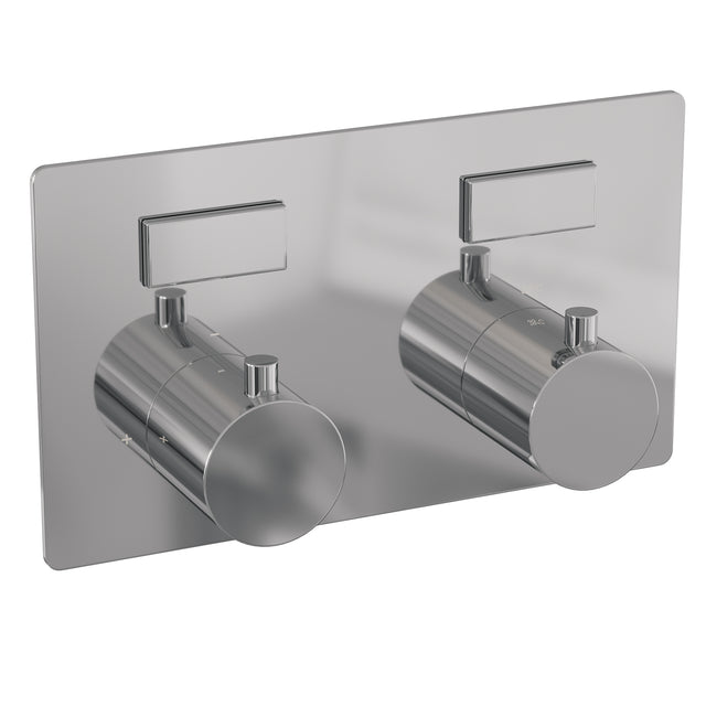 BRAUER Chrome Edition thermostatische inbouw regendouche met drukknoppen SET 65 met 20 cm douchekop en plafondarm en staaf handdouche en doucheslang en geïntegreerde glijstang chroom