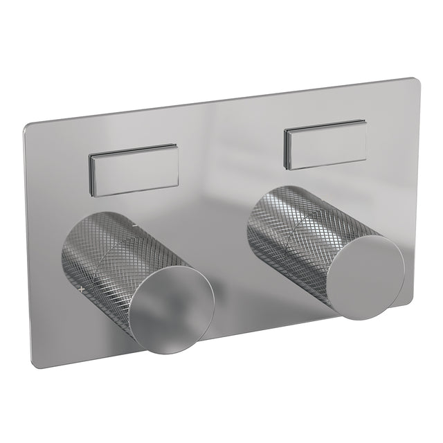 BRAUER Chrome Carving thermostatische inbouw regendouche met drukknoppen SET 54 met 30 cm douchekop en plafondarm en staaf handdouche en doucheslang en wandaansluitbocht chroom