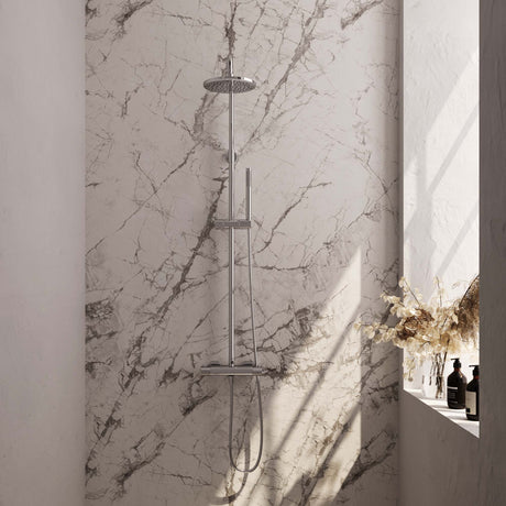 BRAUER Chrome Carving opbouw thermostatische regendouche SET 01 met 20 cm hoofddouche en staaf handdouche en doucheslang chroom