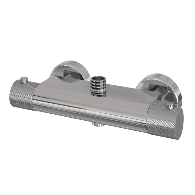 BRAUER Chrome Carving opbouw thermostatische regendouche SET 01 met 20 cm hoofddouche en staaf handdouche en doucheslang chroom