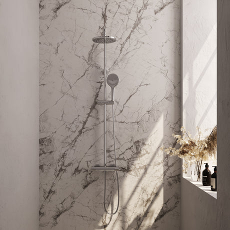 BRAUER Chrome Carving opbouw thermostatische regendouche SET 02 met 20 cm hoofddouche en 3-standen handdouche en doucheslang chroom