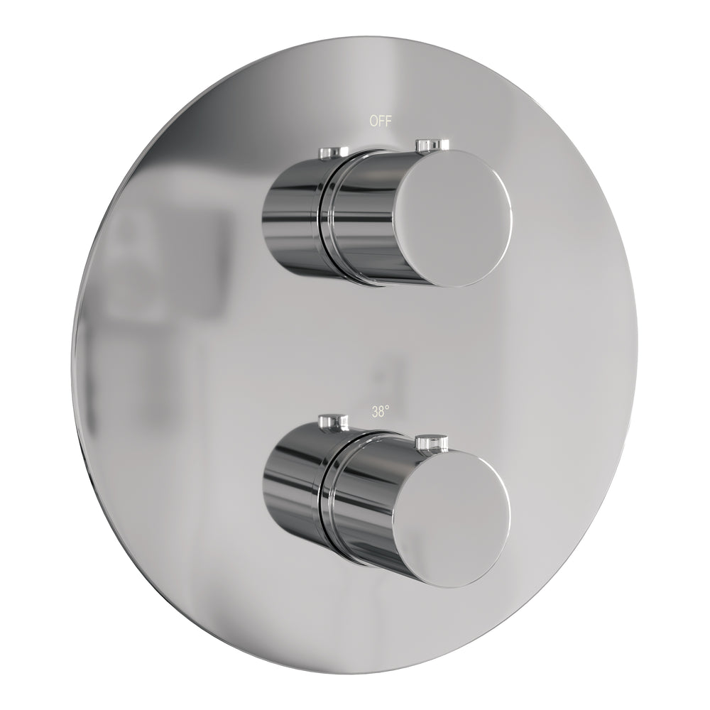BRAUER Chrome Edition thermostatische inbouw regendouche 3-weg rond SET 82 met 30 cm douchekop en gebogen muurarm en 3-standen handdouche en doucheslang en wandaansluitbocht chroom 5-CE-276