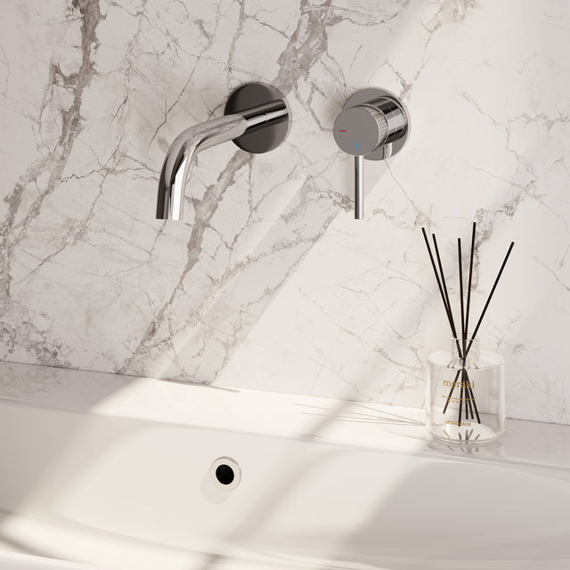 BRAUER Stripe inbouw wastafelmengkraan met gebogen uitloop en rozetten model A1 chroom 5-CE-328