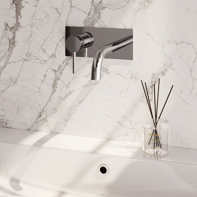 BRAUER Stripe inbouw wastafelmengkraan met gebogen uitloop en afdekplaat model A2 chroom 5-CE-333