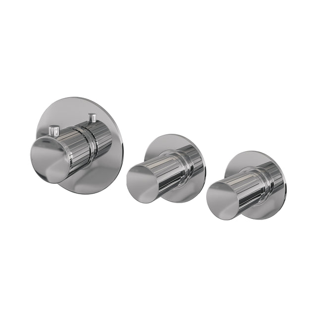 BRAUER Stripe thermostatische inbouw badkraan SET 01 met uitloop en staaf handdouche en doucheslang en wandaansluitbocht chroom 5-CE-357
