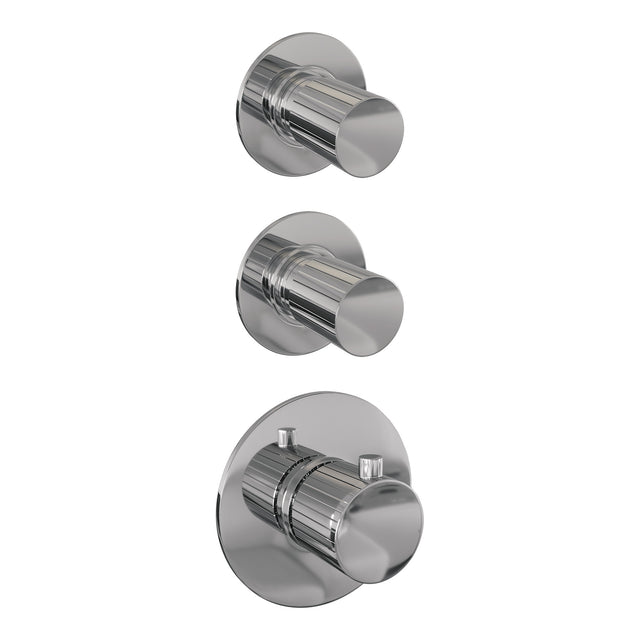 BRAUER Stripe thermostatische inbouw regendouche SET 11 met 25 cm douchekop en gebogen muurarm en 3-standen handdouche en doucheslang en geïntegreerde glijstang chroom 5-CE-385