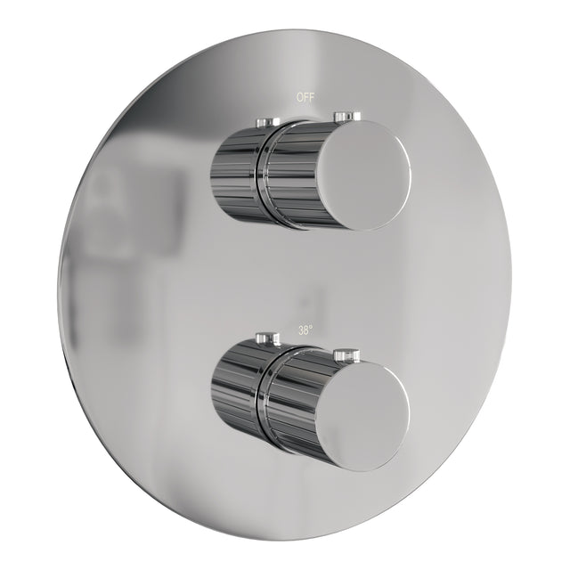 BRAUER Stripe thermostatische inbouw regendouche 3-weg rond SET 38 met 25 cm douchekop en gebogen muurarm en staaf handdouche en doucheslang en wandaansluitbocht chroom 5-CE-439