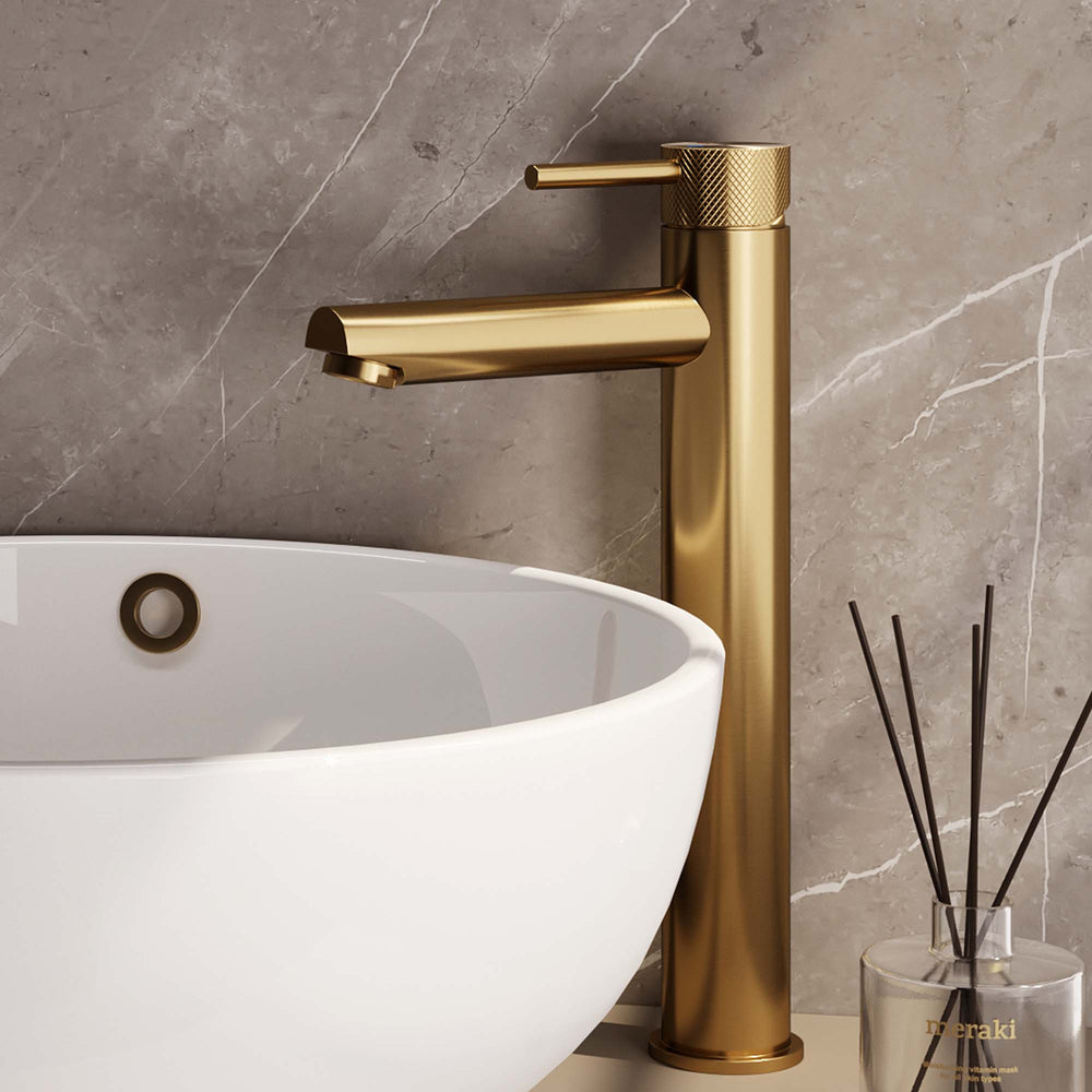 BRAUER Gold Carving verhoogde opbouw wastafelmengkraan model A goud geborsteld PVD 5-GG-002-HD6