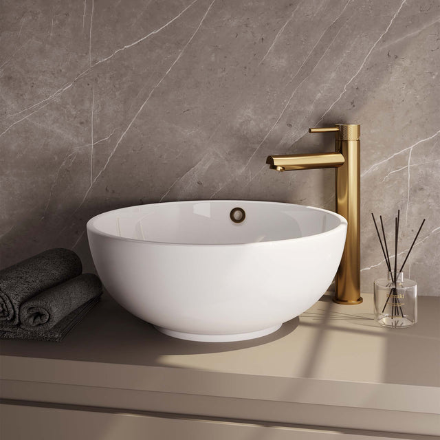 BRAUER Gold Carving verhoogde opbouw wastafelmengkraan model A goud geborsteld PVD 5-GG-002-HD6