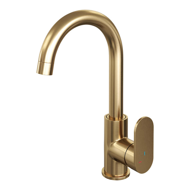 BRAUER Gold Edition hoge opbouw wastafelmengkraan met draaibare ronde uitloop model C goud geborsteld PVD