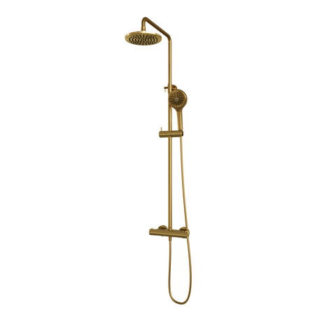 BRAUER Gold Edition opbouw thermostatische regendouche SET 02 met 20 cm douchekop en 3-standen handdouche en doucheslang goud geborsteld PVD