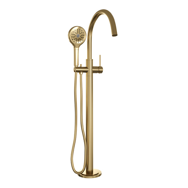 BRAUER Gold Edition vrijstaande badmengkraan SET 02 met 3-standen handdouche en doucheslang goud geborsteld PVD