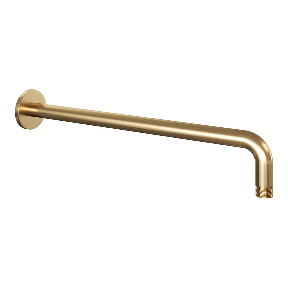 BRAUER Gold Edition thermostatische inbouw regendouche SET 21 met 20 cm douchekop en gebogen muurarm en 3-standen handdouche en doucheslang en geïntegreerde glijstang goud geborsteld PVD