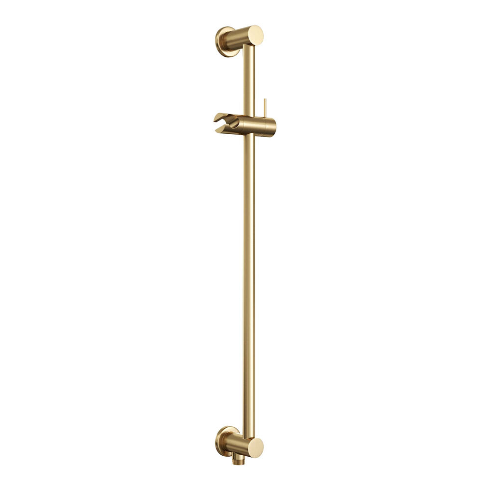 BRAUER Gold Edition thermostatische inbouw regendouche met drukknoppen SET 66 met 30 cm douchekop en plafondarm en staaf handdouche en doucheslang en geïntegreerde glijstang goud geborsteld PVD