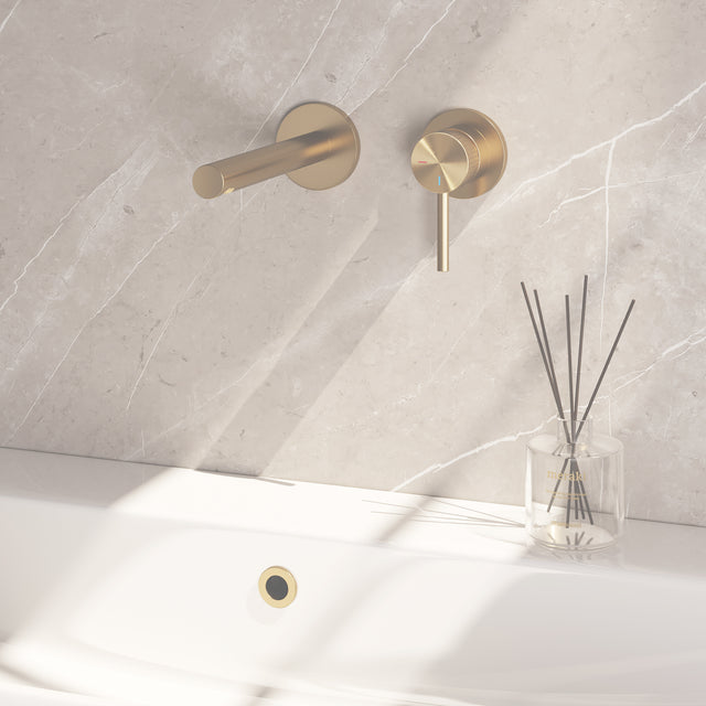 BRAUER Stripe inbouw wastafelmengkraan met rechte uitloop en rozetten model A1 goud geborsteld PVD 5-GG-331