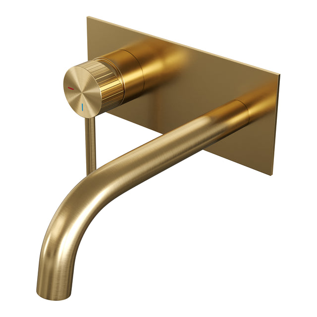 BRAUER Stripe inbouw wastafelmengkraan met gebogen uitloop en afdekplaat model A2 goud geborsteld PVD 5-GG-333