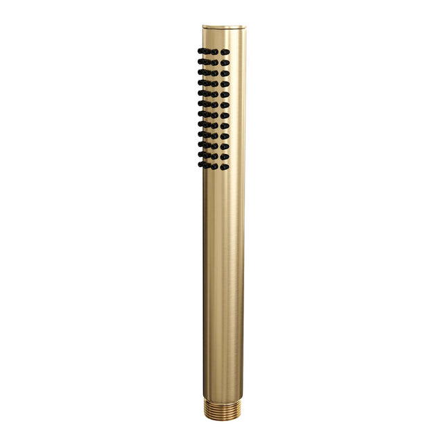BRAUER Stripe thermostatische inbouw regendouche SET 02 met 25 cm douchekop en gebogen muurarm en staaf handdouche en doucheslang en wandaansluitbocht goud geborsteld PVD 5-GG-367