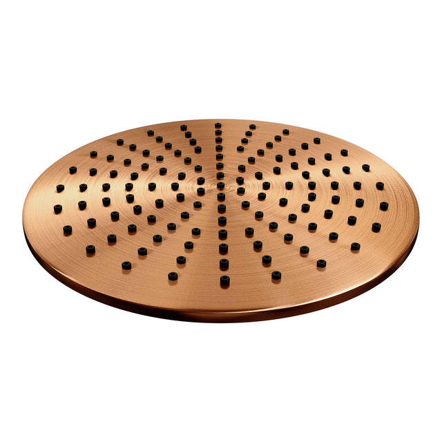 BRAUER Copper Edition thermostatische inbouw regendouche met drukknoppen SET 50 met 30 cm douchekop en rechte muurarm en staaf handdouche en doucheslang en wandaansluitbocht koper geborsteld PVD
