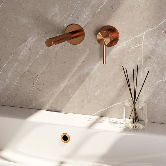 BRAUER Stripe inbouw wastafelmengkraan met rechte uitloop en rozetten model A1 koper geborsteld PVD 5-GK-331
