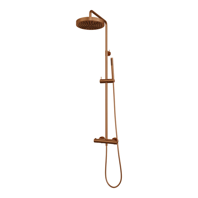 BRAUER Stripe opbouw thermostatische regendouche SET 01 met 25 cm hoofddouche en staaf handdouche en doucheslang koper geborsteld PVD 5-GK-348