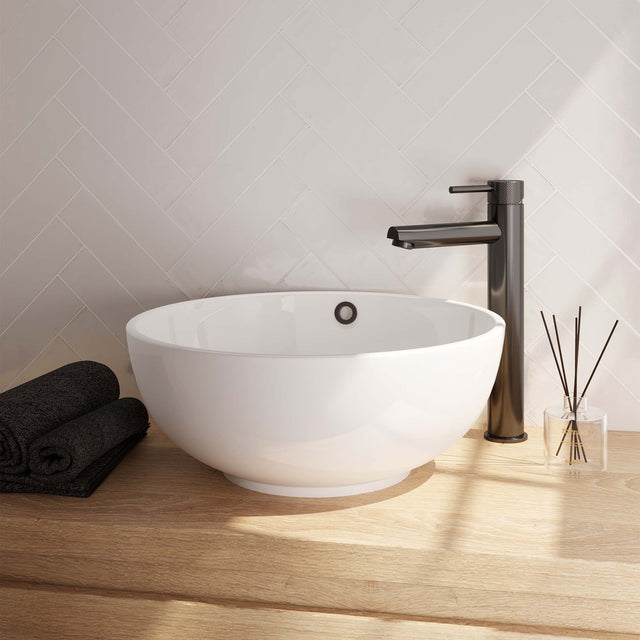 BRAUER Gunmetal Carving verhoogde opbouw wastafelmengkraan model A gunmetal geborsteld PVD 5-GM-002-HD6