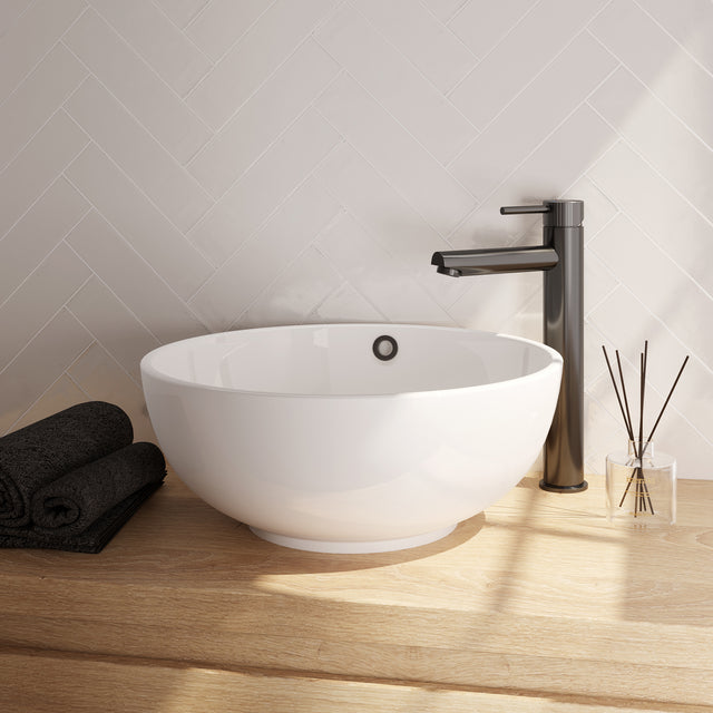 BRAUER Stripe verhoogde opbouw wastafelmengkraan model A gunmetal geborsteld PVD 5-GM-002-HD7