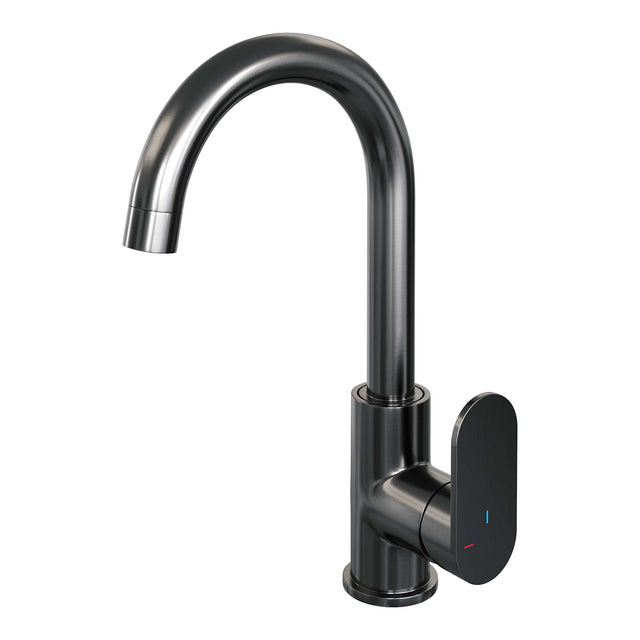 BRAUER Gunmetal Edition hoge opbouw wastafelmengkraan met draaibare ronde uitloop model C gunmetal geborsteld PVD