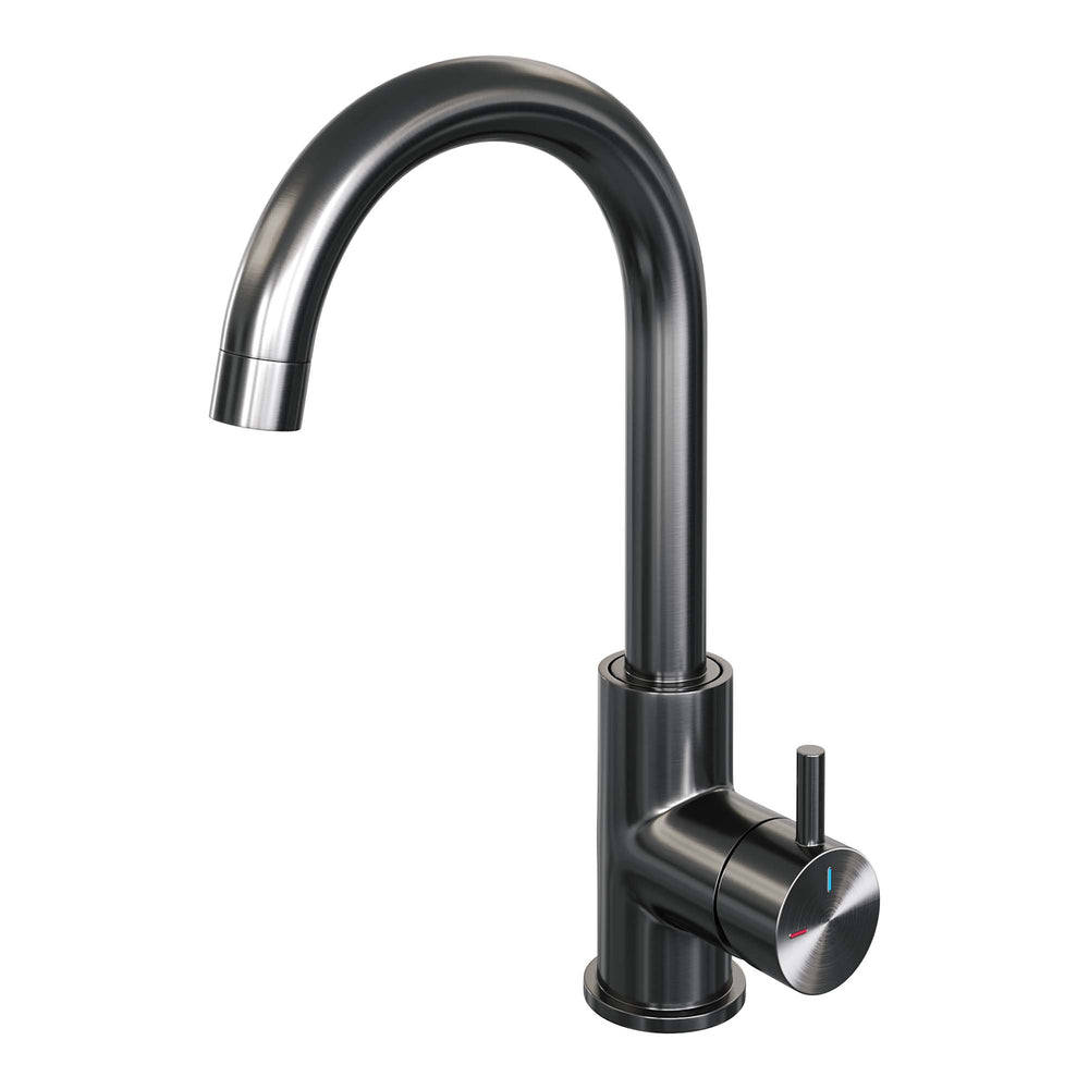 BRAUER Gunmetal Edition hoge opbouw wastafelmengkraan met draaibare ronde uitloop model B gunmetal geborsteld PVD