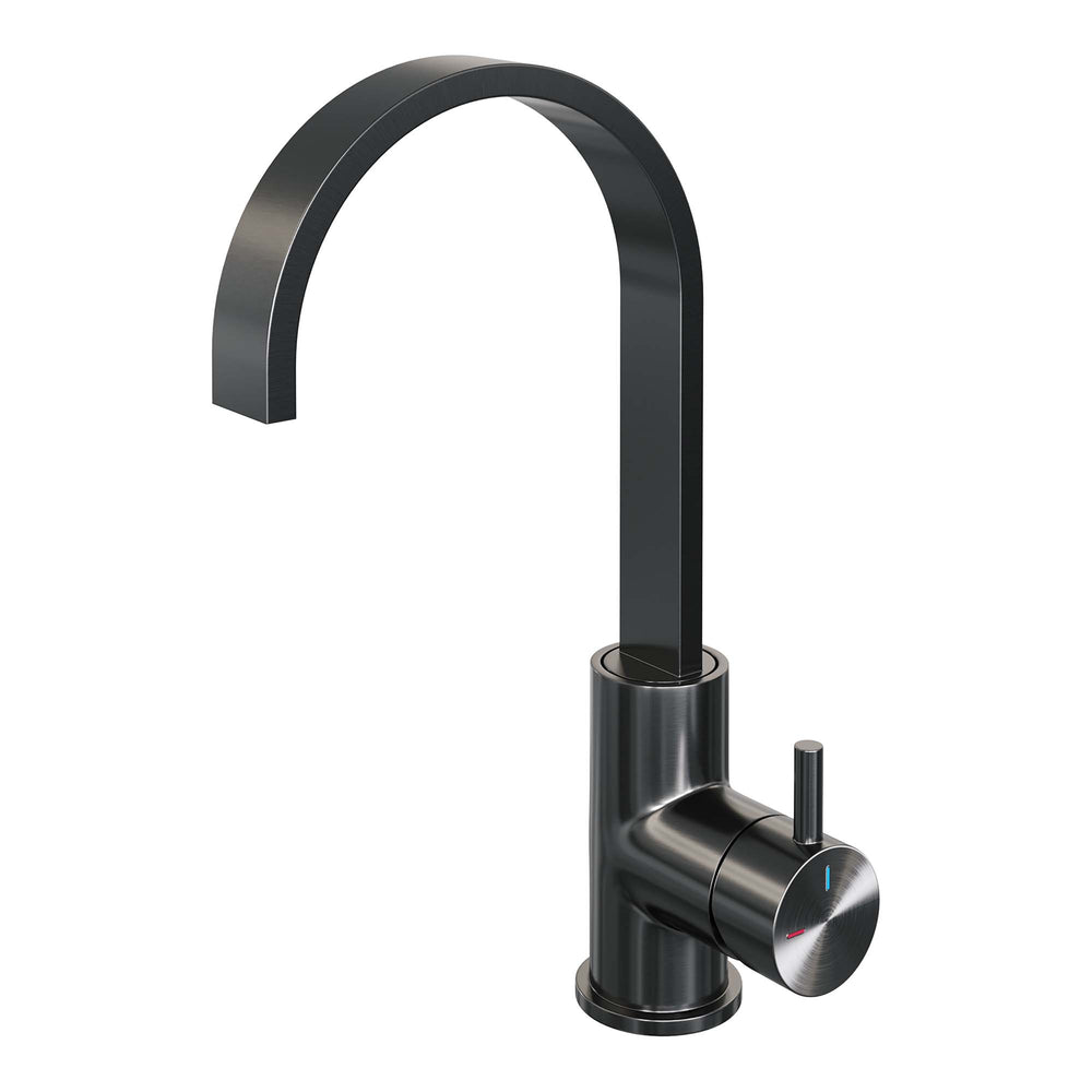 BRAUER Gunmetal Edition hoge opbouw wastafelmengkraan met draaibare platte uitloop model B gunmetal geborsteld PVD