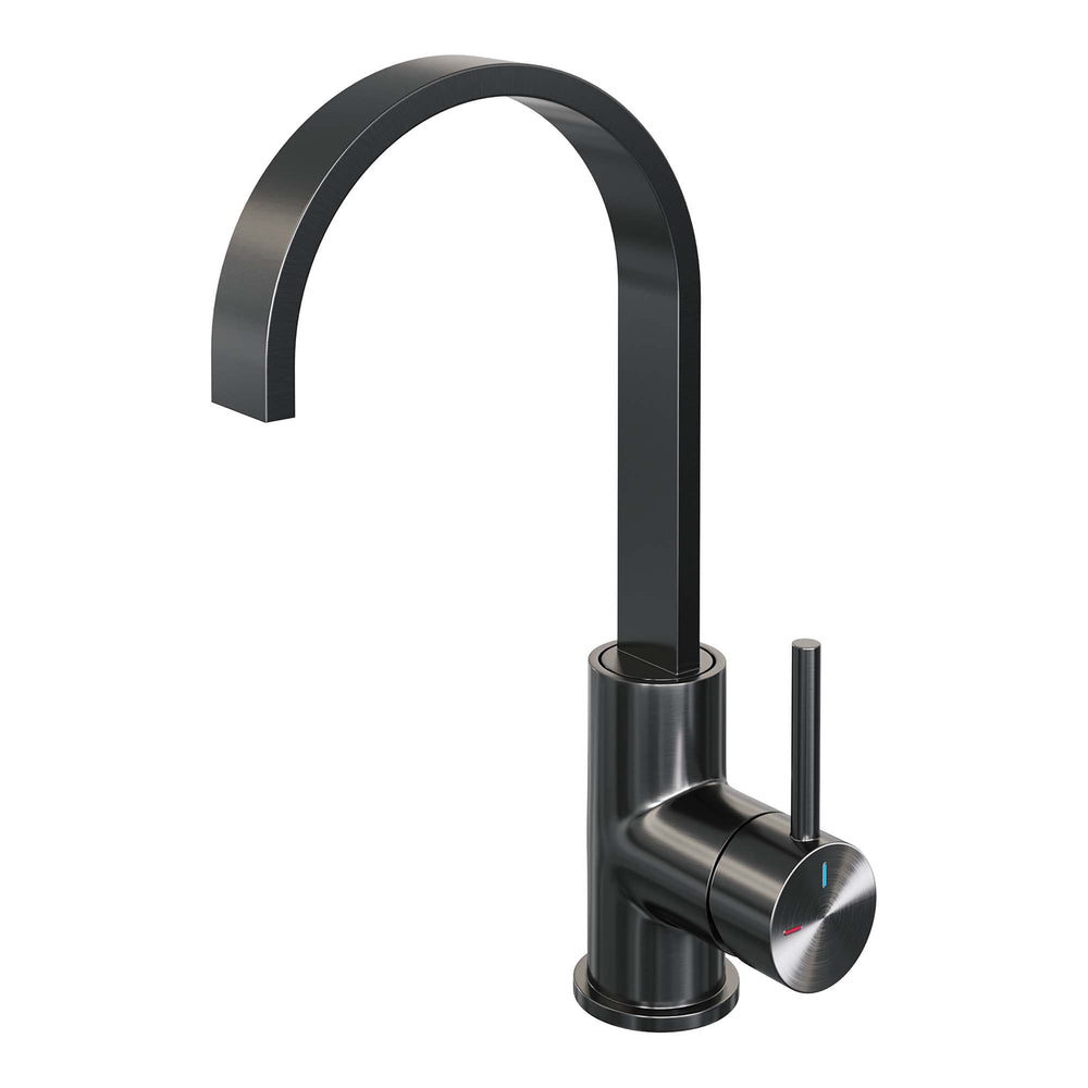 BRAUER Gunmetal Edition hoge opbouw wastafelmengkraan met draaibare platte uitloop model A gunmetal geborsteld PVD