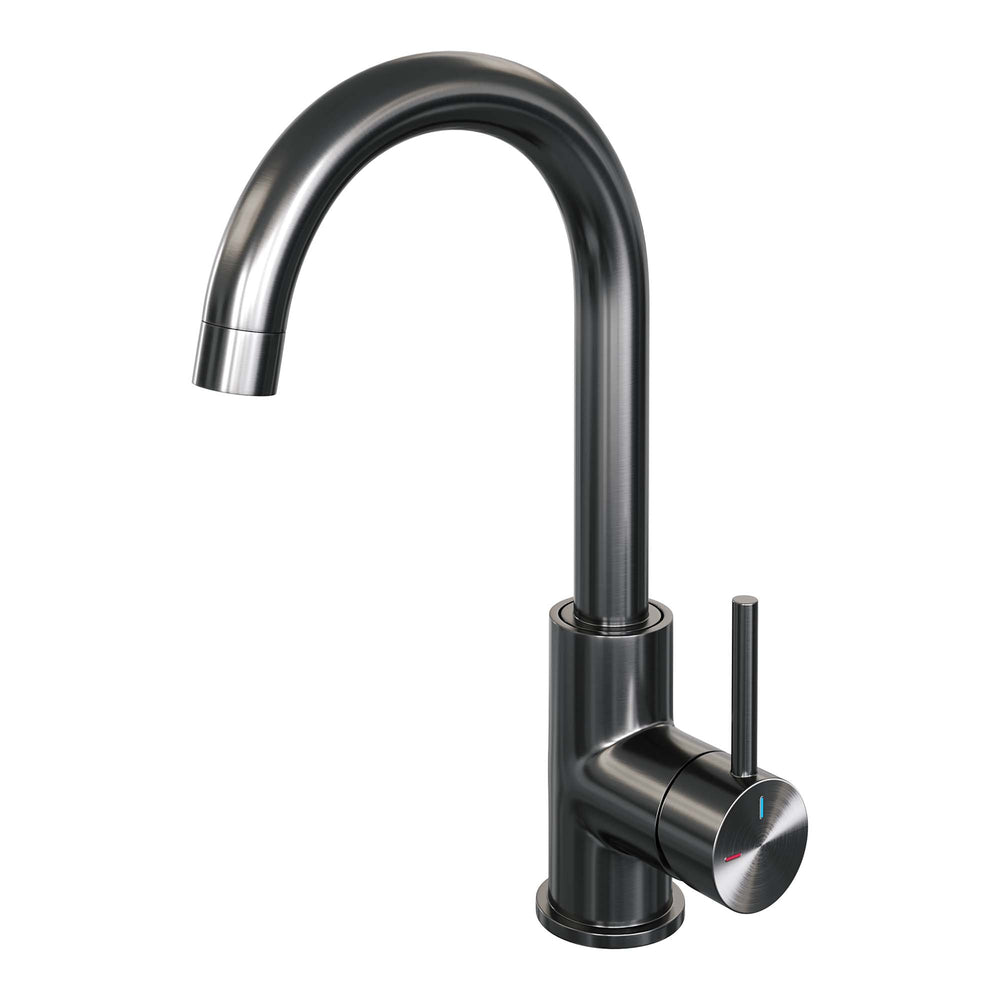 BRAUER Gunmetal Edition hoge opbouw wastafelmengkraan met draaibare ronde uitloop model A gunmetal geborsteld PVD