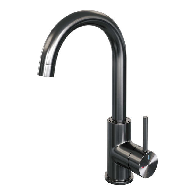 BRAUER Gunmetal Edition hoge opbouw wastafelmengkraan met draaibare ronde uitloop model A gunmetal geborsteld PVD