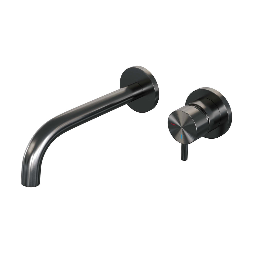 BRAUER Gunmetal Edition inbouw wastafelmengkraan met gebogen uitloop en rozetten model B1 gunmetal geborsteld PVD