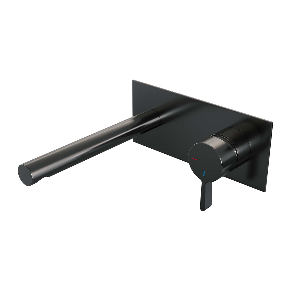 BRAUER Gunmetal Edition inbouw wastafelmengkraan met rechte uitloop en afdekplaat model E1 gunmetal geborsteld PVD