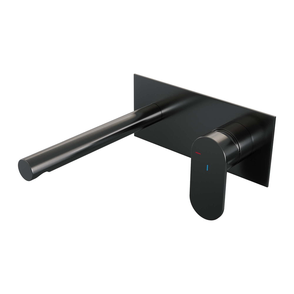 BRAUER Gunmetal Edition inbouw wastafelmengkraan met rechte uitloop en afdekplaat model C1 gunmetal geborsteld PVD