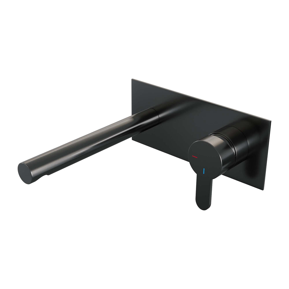 BRAUER Gunmetal Edition inbouw wastafelmengkraan met rechte uitloop en afdekplaat model D1 gunmetal geborsteld PVD