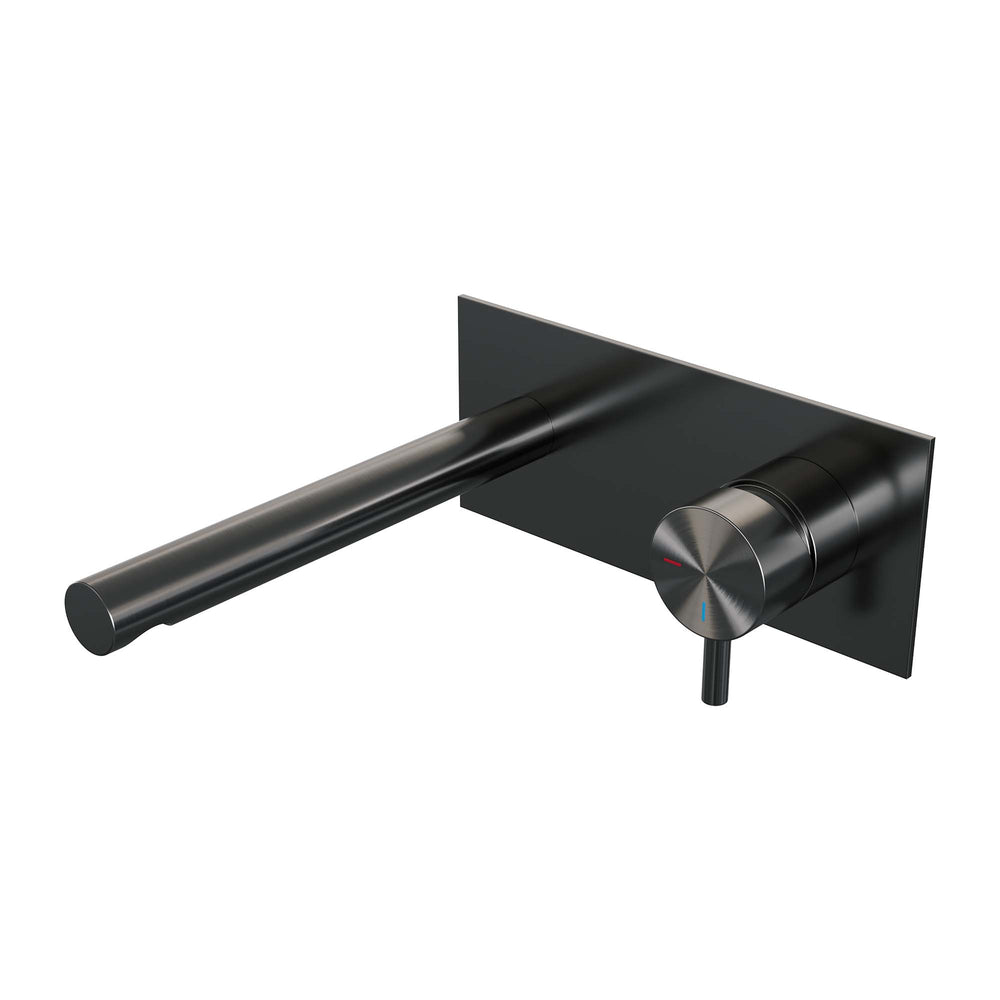 BRAUER Gunmetal Edition inbouw wastafelmengkraan met rechte uitloop en afdekplaat model B1 gunmetal geborsteld PVD