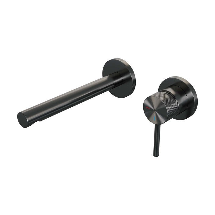 BRAUER Gunmetal Carving inbouw wastafelmengkraan met rechte uitloop en rozetten model A1 gunmetal geborsteld PVD 5-GM-004-S6-65