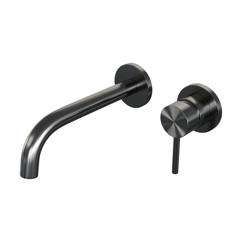 BRAUER Gunmetal Edition inbouw wastafelmengkraan met gebogen uitloop en rozetten model A1 gunmetal geborsteld PVD