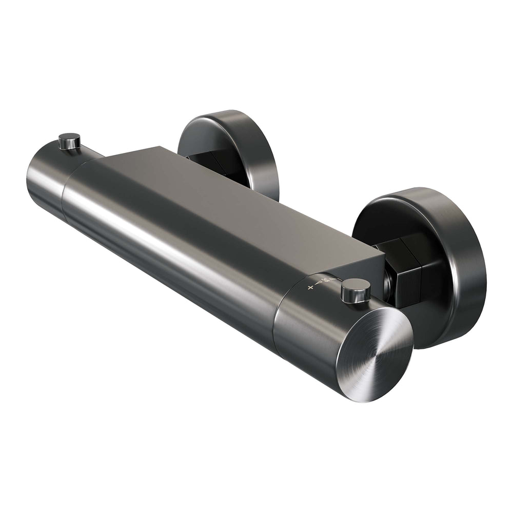 BRAUER Gunmetal Edition opbouw douche thermostaatkraan SET 01 met glijstang en staaf handdouche en doucheslang gunmetal geborsteld PVD