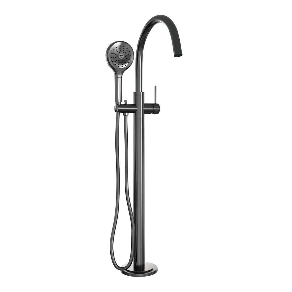 BRAUER Gunmetal Carving vrijstaande badmengkraan SET 02 met 3-standen handdouche en doucheslang gunmetal geborsteld PVD